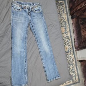 Miss Me Light Blue Boot Cut Jeans with Stud Accents